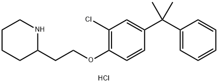 2-Chloro-4-(1-methyl-1-phenylethyl)phenyl2-(2-piperidinyl)ethyl ether hydrochloride 구조식 이미지