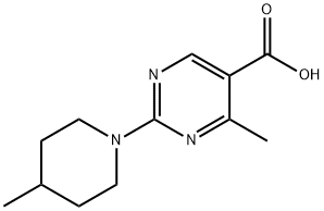 4-Methyl-2-(4-methyl-piperidin-1-yl)-pyrimidine-5-carboxylic acid 구조식 이미지