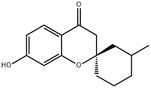 (2R)-7-Hydroxy-3'-methylspiro[chromene-2,1'-cyclohexan]-4(3H)-one Structure