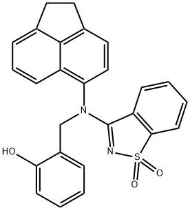 2-{[1,2-Dihydroacenaphthylen-5-yl(1,1-dioxido-1,2-benzisothiazol-3-yl)amino]methyl}phenol Structure