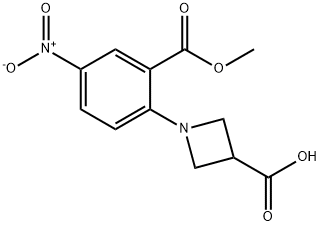 1-[2-(Methoxycarbonyl)-4-nitrophenyl]-3-azetanecarboxylic acid 구조식 이미지