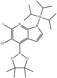 5-Chloro-6-iodo-4-(4,4,5,5-tetramethyl-1,3,2-dioxaborolan-2-yl)-1-(triisopropylsilyl)-1H-pyrrolo[ 구조식 이미지