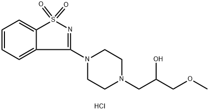 1-[4-(1,1-Dioxido-1,2-benzisothiazol-3-yl)piperazin-1-yl]-3-methoxypropan-2-ol hydrochloride 구조식 이미지