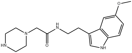 N-[2-(5-Methoxy-1H-indol-3-yl)ethyl]-2-piperazin-1-ylacetamide 구조식 이미지