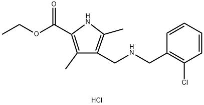 ethyl 4-{[(2-chlorobenzyl)amino]methyl}-3,5-dimethyl-1H-pyrrole-2-carboxylate hydrochloride Structure