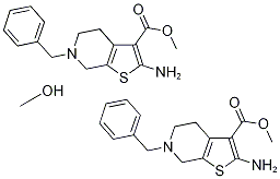 methyl 2-amino-6-benzyl-4,5,6,7-tetrahydrothieno[2,3-c]pyridine-3-carboxylate - methanol (2:1) 구조식 이미지