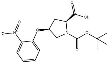 (2S,4S)-1-(tert-Butoxycarbonyl)-4-(2-nitrophenoxy)-2-pyrrolidinecarboxylic acid 구조식 이미지