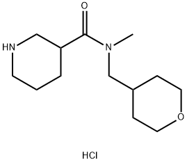 N-Methyl-N-(tetrahydro-2H-pyran-4-ylmethyl)-3-piperidinecarboxamide hydrochloride 구조식 이미지