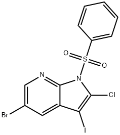 5-Bromo-2-chloro-3-iodo-1-(phenylsulfonyl)-1H-pyrrolo[2,3-b]pyridine Structure