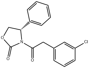 (S)-3-(2-(3-Chlorophenyl)acetyl)-4-phenyloxazolidin-2-one 구조식 이미지