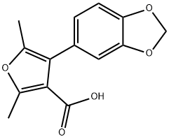 4-(1,3-Benzodioxol-5-yl)-2,5-dimethyl-3-furoic acid 구조식 이미지