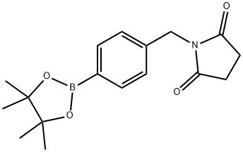 1-[4-(4,4,5,5-Tetramethyl-[1,3,2]dioxaborolan-2-yl)-benzyl]-pyrrolidine-2,5-dione 구조식 이미지