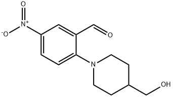 2-[4-(하이드록시메틸)피페리디노]-5-니트로벤젠카브알데하이드 구조식 이미지