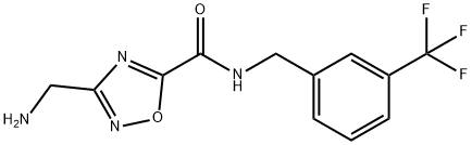 3-(aminomethyl)-N-[3-(trifluoromethyl)benzyl]-1,2,4-oxadiazole-5-carboxamide 구조식 이미지