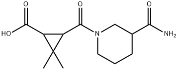 3-{[3-(aminocarbonyl)piperidin-1-yl]carbonyl}-2,2-dimethylcyclopropanecarboxylic acid Structure