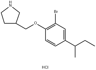 3-{[2-Bromo-4-(sec-butyl)phenoxy]-methyl}pyrrolidine hydrochloride 구조식 이미지