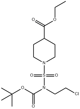 Ethyl 1-{[(tert-butoxycarbonyl)(2-chloroethyl)-amino]sulfonyl}-4-piperidinecarboxylate 구조식 이미지