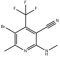5-Bromo-6-methyl-2-(methylamino)-4-(trifluoromethyl)nicotinonitrile 구조식 이미지