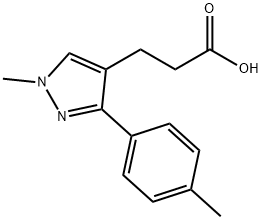 3-[1-Methyl-3-(4-methylphenyl)-1H-pyrazol-4-yl]-propanoic acid 구조식 이미지