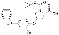 (2S,4S)-4-[2-Bromo-4-(1-methyl-1-phenylethyl)pheno xy]-1-(tert-butoxycarbonyl)-2-pyrrolidinecarboxyl 구조식 이미지