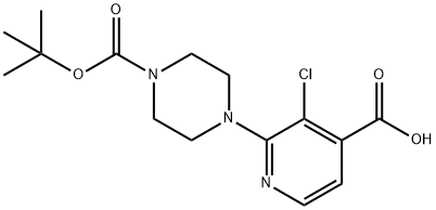 2-[4-(tert-butoxycarbonyl)piperazino]-3-chloroisonicotinic acid Structure