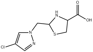 2-[(4-chloro-1H-pyrazol-1-yl)methyl]-1,3-thiazolidine-4-carboxylic acid 구조식 이미지