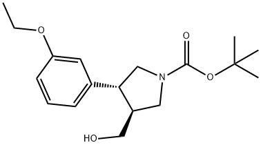 tert-butyl (3R,4S)-3-(3-ethoxyphenyl)-4-(hydroxymethyl)pyrrolidine-1-carboxylate 구조식 이미지