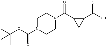 2-{[4-(tert-Butoxycarbonyl)piperazino]-carbonyl}cyclopropanecarboxylic acid 구조식 이미지