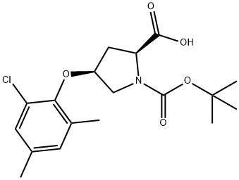 (2S,4S)-1-(tert-Butoxycarbonyl)-4-(2-chloro-4,6-dimethylphenoxy)-2-pyrrolidinecarboxylic acid Structure