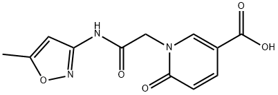 1-[(5-Methyl-isoxazol-3-ylcarbamoyl)-methyl]-6-oxo-1,6-dihydro-pyridine-3-carboxylic acid 구조식 이미지