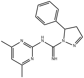 N-(4,6-Dimethylpyrimidin-2-yl)-5-phenyl-4,5-dihydro-1H-pyrazole-1-carboximidamide 구조식 이미지