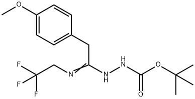 N'-[2-(4-Methoxyphenyl)-1-(2,2,2-trifluoroethylami no)ethylidene]hydrazinecarboxylic acid tert-butyl 구조식 이미지