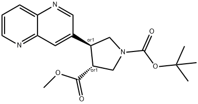 (Rac)-trans-1-tert-Butyl 3-methyl 4-(1,5-naphthyridin-3-yl)pyrrolidine-1,3-dicarboxylate 구조식 이미지