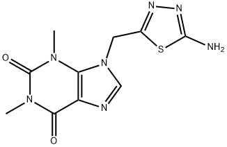 9-[(5-Amino-1,3,4-thiadiazol-2-yl)methyl]-1,3-dimethyl-3,9-dihydro-1H-purine-2,6-dione 구조식 이미지