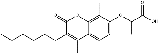 2-[(3-Hexyl-4,8-dimethyl-2-oxo-2H-chromen-7-yl)-oxy]propanoic acid 구조식 이미지