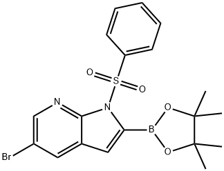 5-Bromo-1-(phenylsulfonyl)-2-(4,4,5,5-tetramethyl-1,3,2-dioxaborolan-2-yl)-1H-pyrrolo[2,3-b]pyridine Structure