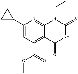 Methyl 7-cyclopropyl-1-ethyl-2-mercapto-4-oxo-1,4-dihydropyrido[2,3-d]pyrimidine-5-carboxylate Structure