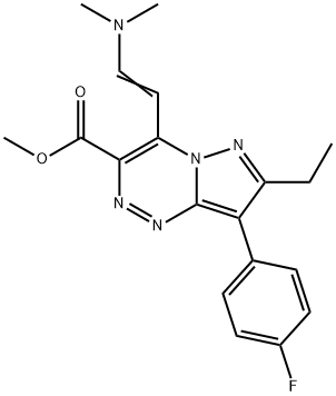 Methyl 4-[(E)-2-(dimethylamino)vinyl]-7-ethyl-8-(4-fluoro-phenyl)pyrazolo[5,1-c][1,2,4]triazine-3 Structure