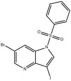 6-Bromo-3-iodo-1-(phenylsulfonyl)-1H-pyrrolo[3,2-b]pyridine 구조식 이미지