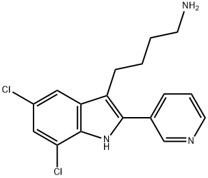 4-(5,7-Dichloro-2-pyridin-3-yl-1H-indol-3-yl)-butan-1-amine 구조식 이미지