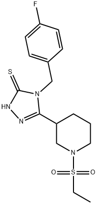 5-[1-(Ethylsulfonyl)piperidin-3-yl]-4-(4-fluorobenzyl)-4H-1,2,4-triazole-3-thiol 구조식 이미지