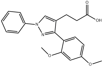 3-[3-(2,4-dimethoxyphenyl)-1-phenyl-1H-pyrazol-4-yl]propanoic acid Structure