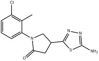 4-(5-amino-1,3,4-thiadiazol-2-yl)-1-(3-chloro-2-methylphenyl)pyrrolidin-2-one 구조식 이미지