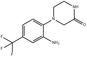 4-[2-Amino-4-(trifluoromethyl)phenyl]-2-piperazinone 구조식 이미지