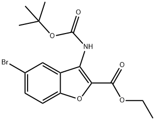 Ethyl 5-bromo-3-[(tert-butoxycarbonyl)amino]-1-benzofuran-2-carboxylate 구조식 이미지