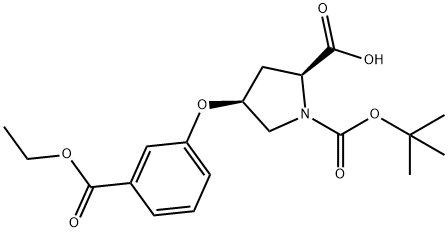 (2S,4S)-1-(tert-Butoxycarbonyl)-4-[3-(ethoxy-carbonyl)phenoxy]-2-pyrrolidinecarboxylic acid Structure