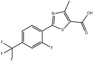 2-[2-Fluoro-4-(trifluoromethyl)phenyl]-4-methyl-1,3-thiazole-5-carboxylic acid 구조식 이미지