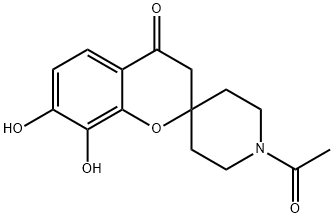 1'-Acetyl-7,8-dihydroxyspiro[chromene-2,4'-piperidin]-4(3H)-one 구조식 이미지