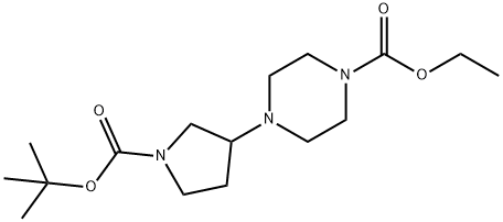 Ethyl 4-[1-(tert-butoxycarbonyl)pyrrolidin-3-yl]-piperazine-1-carboxylate 구조식 이미지