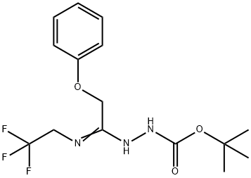 N'-[2-Phenoxy-1-(2,2,2-trifluoroethylamino)ethylid ene]hydrazinecarboxylic acid tert-butyl ester 구조식 이미지